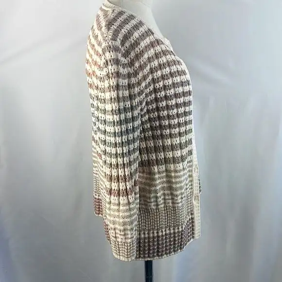 St. JohnTan Striped Shell / Cardigan Sweat Set With Tank Top