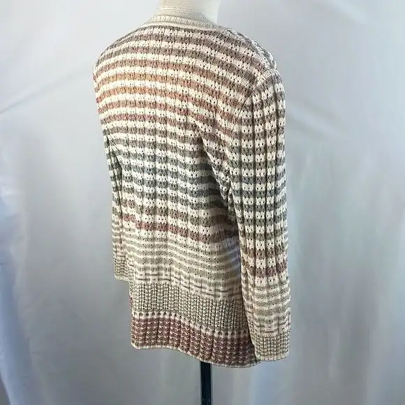 St. JohnTan Striped Shell / Cardigan Sweat Set With Tank Top