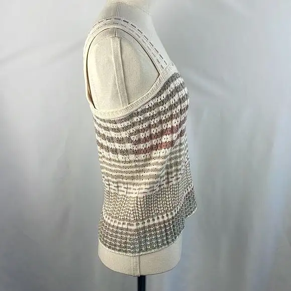 St. JohnTan Striped Shell / Cardigan Sweat Set With Tank Top