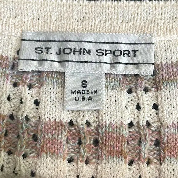 St. JohnTan Striped Shell / Cardigan Sweat Set With Tank Top