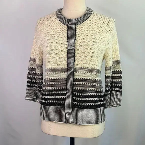 St.Johncream black striped metallic cardigan