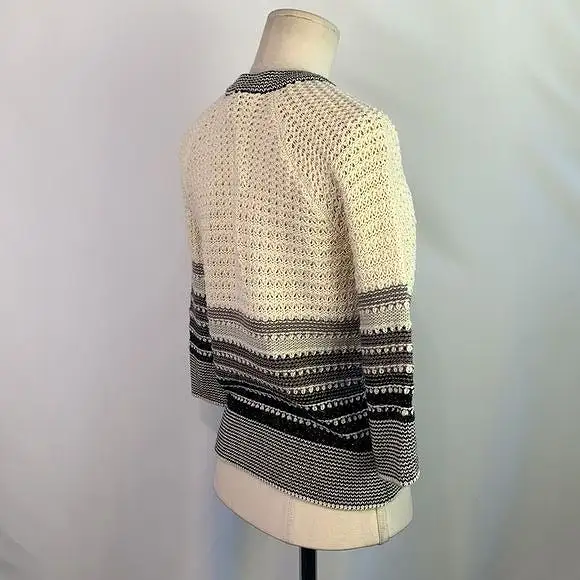 St.Johncream black striped metallic cardigan