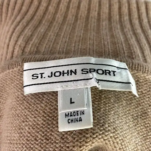 St.JohnTan Zip High Neck Cashmere Sweater