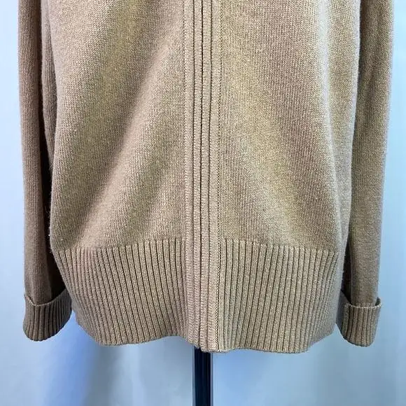 St.JohnTan Zip High Neck Cashmere Sweater