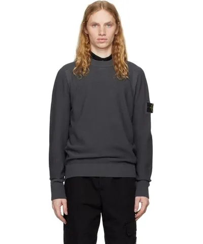 Stone Island Gray Logo Patch Sweater