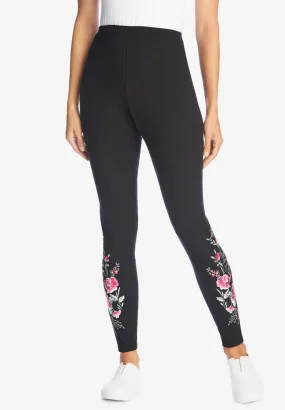 Stretch Cotton Embroidered Legging