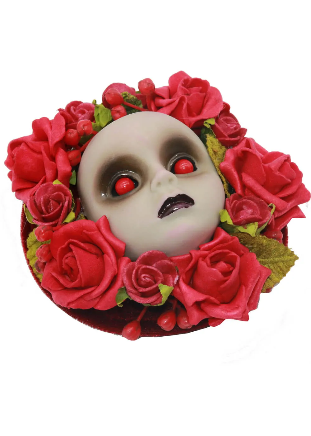 Succubus Fancy Halloween Doll's Head Fascinator Red