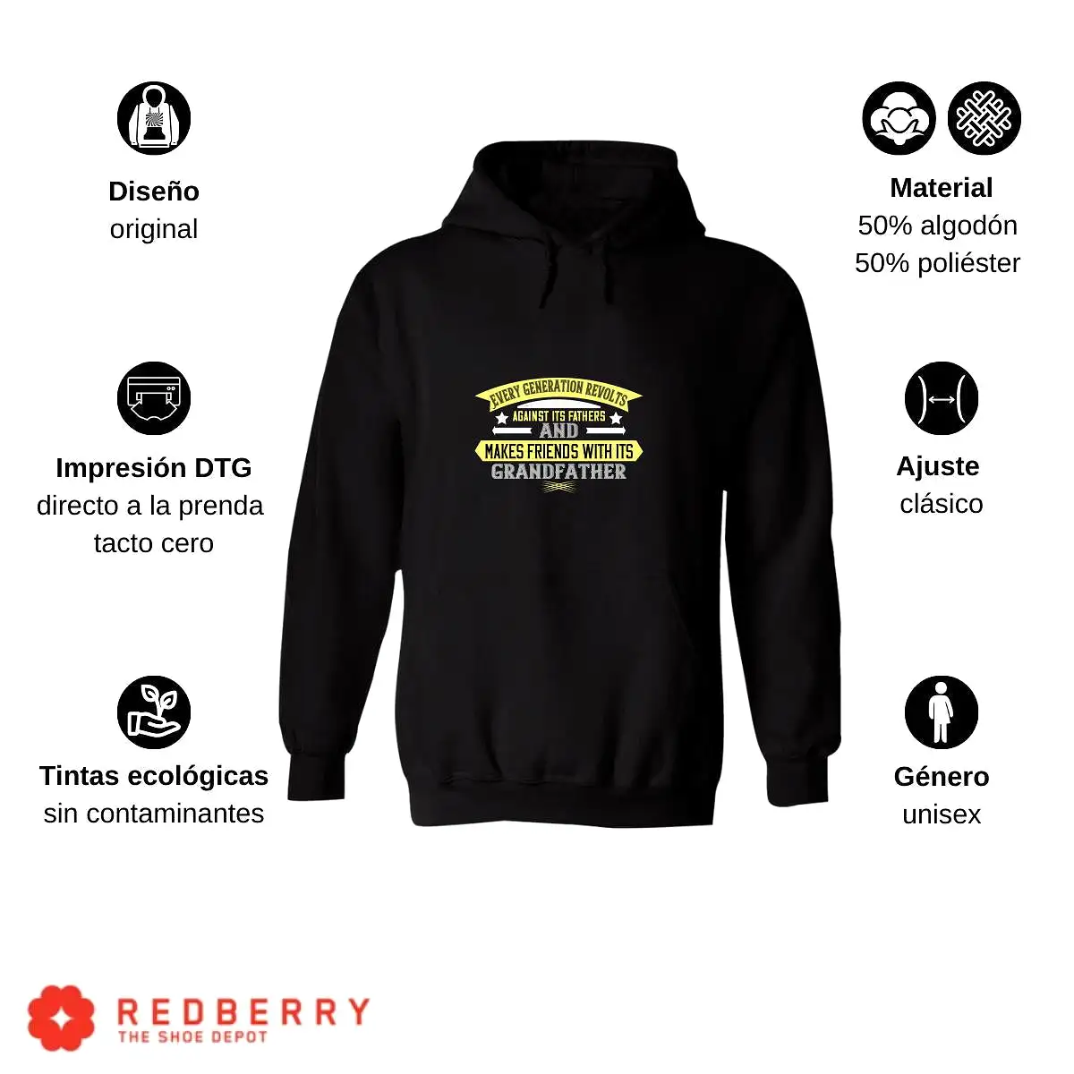 Sudadera Hombre  Hoodie Abuelo Papá Padre Hijo Hija 007