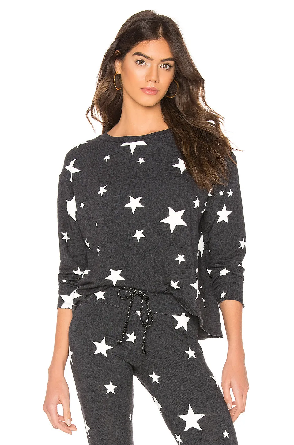 Sundry Star Print Cut Off Sweater