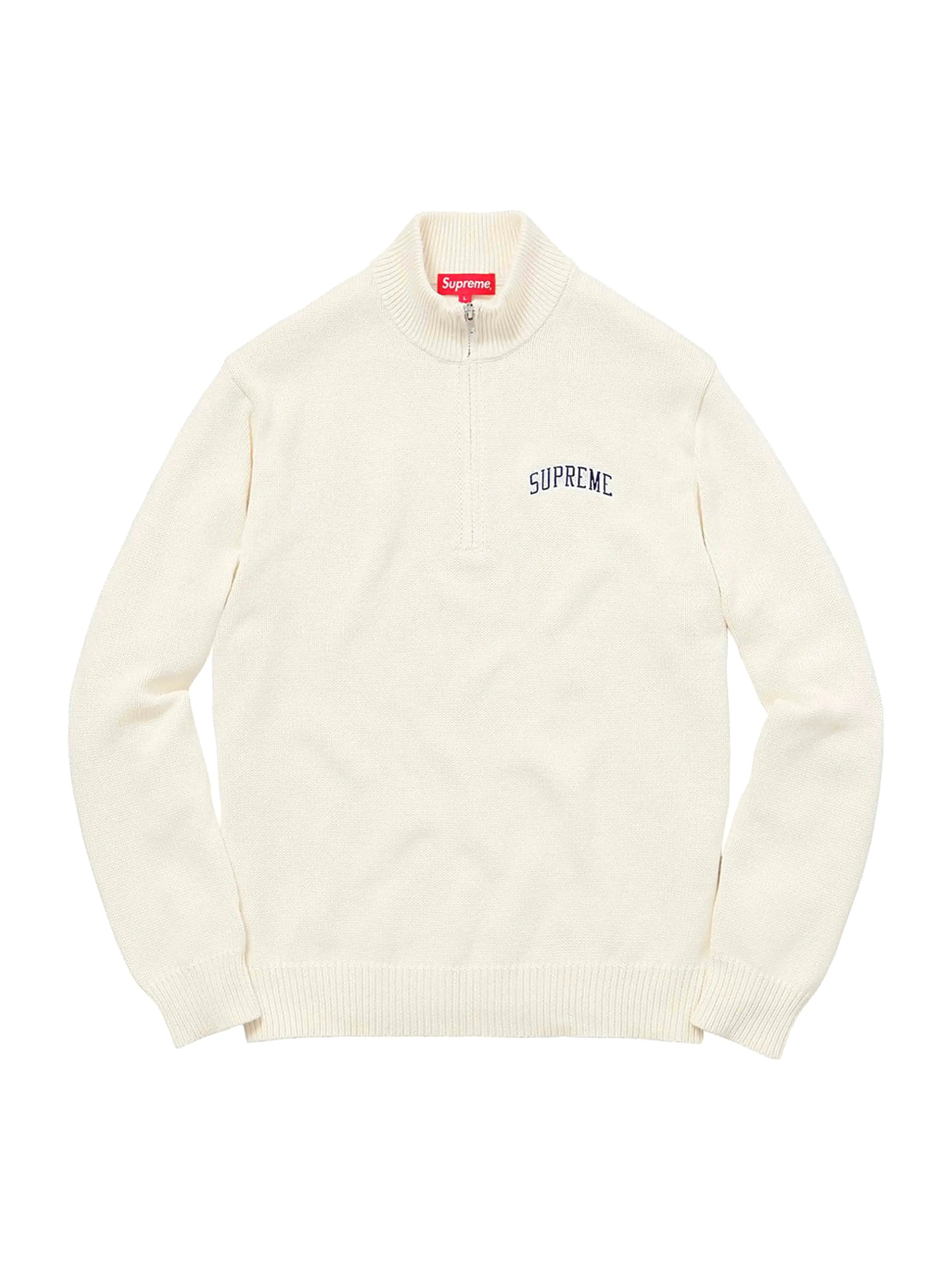 Supreme Arc Logo Quarter Zip Sweater Cream [FW16] M