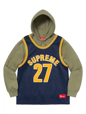 Supreme Basketball Jersey Hooded Sweatshirt Light Olive [SS21]