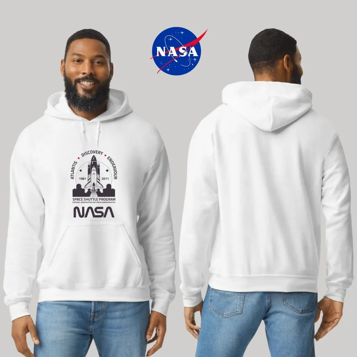 Sweater Suéter Hombre Hoodie Nasa Cohete