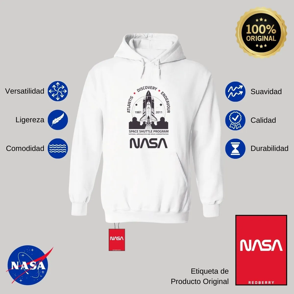 Sweater Suéter Hombre Hoodie Nasa Cohete