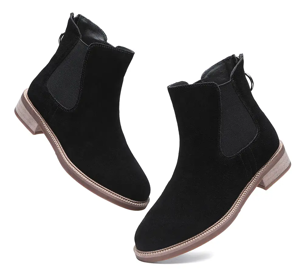 TARRAMARRA Daisy Black Leather Zipper Ankle Chelsea Boots