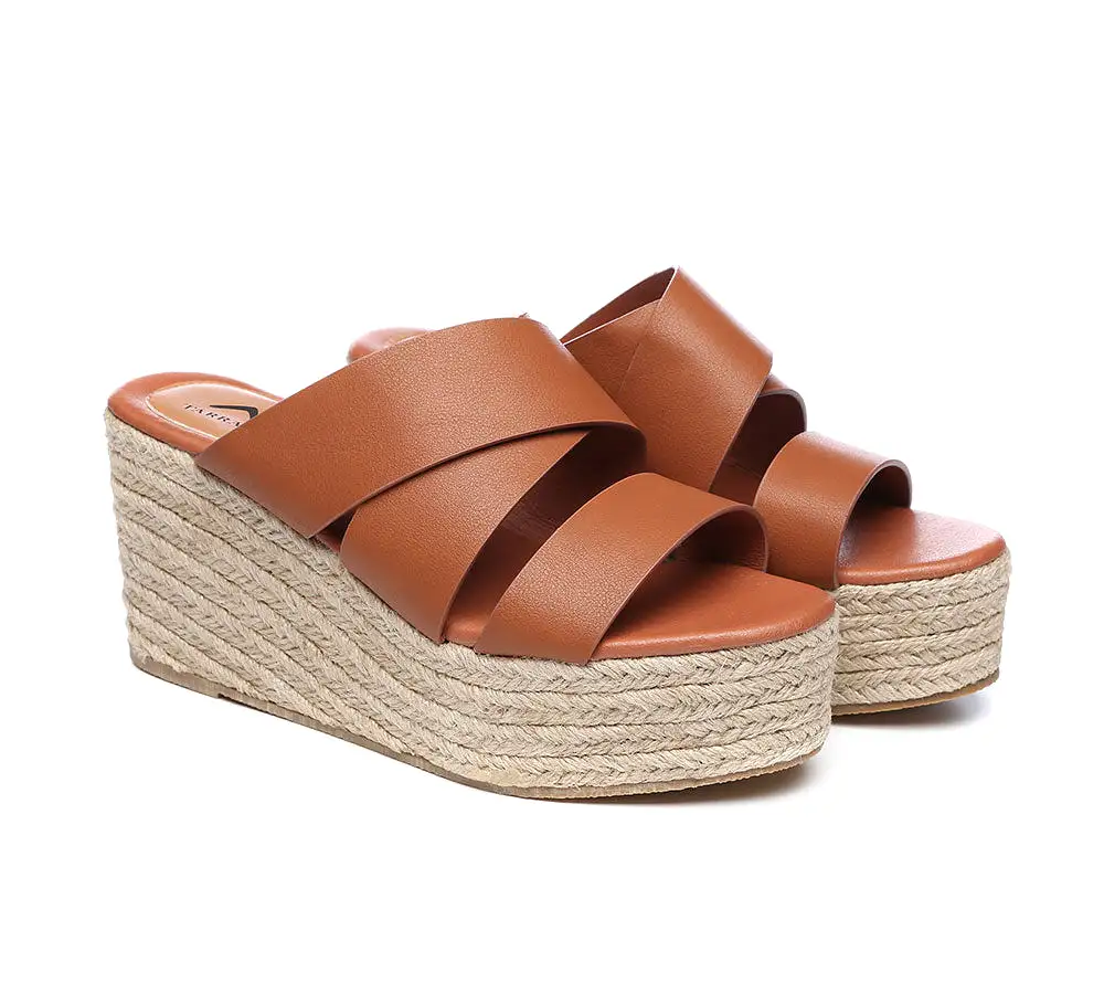 TARRAMARRA Women'S Crossover-Strap Platform Heels Slip-On Sandal Slides Wedges Julie