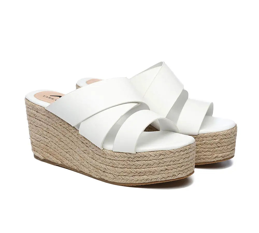 TARRAMARRA Women'S Crossover-Strap Platform Heels Slip-On Sandal Slides Wedges Julie