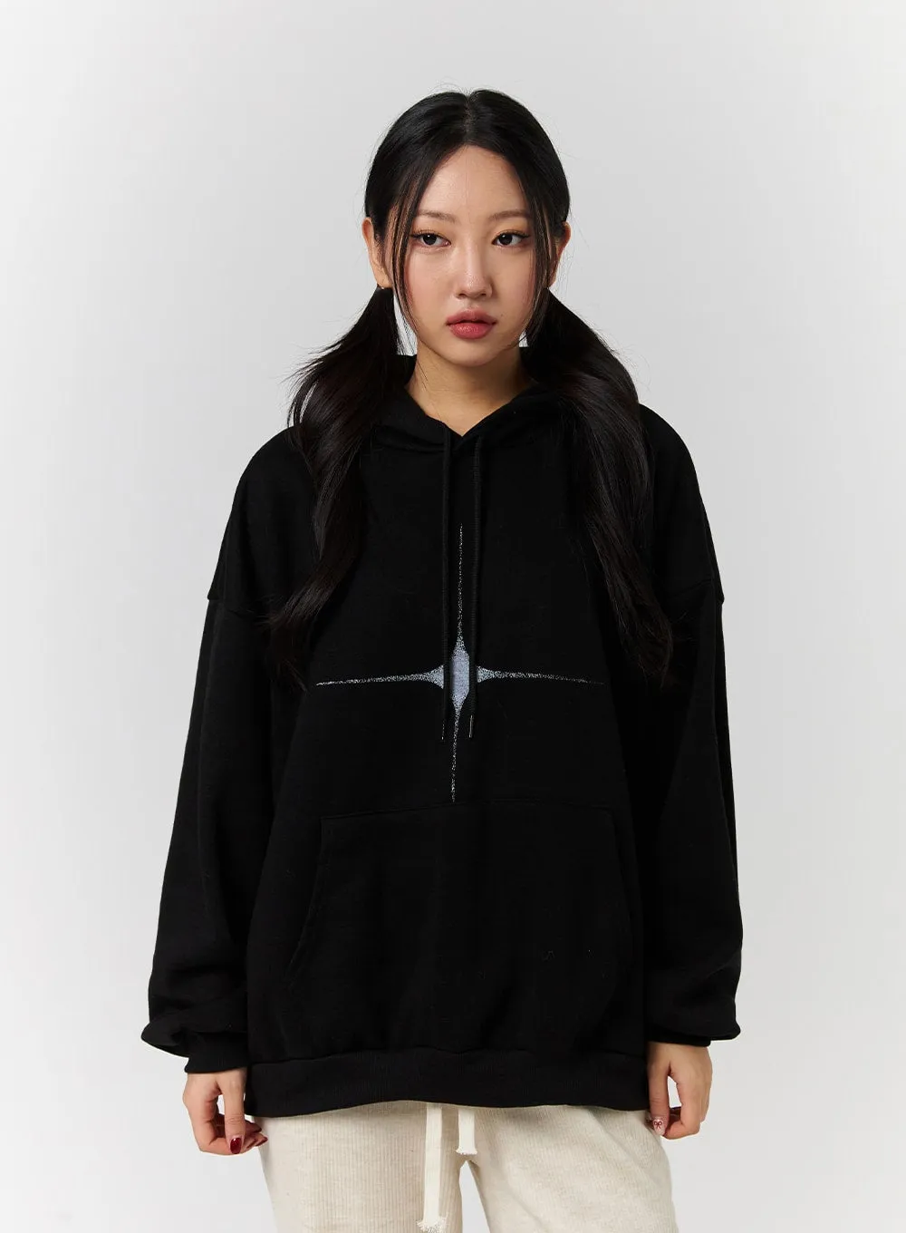 Thin Star Oversized Solid Hoodie CD322