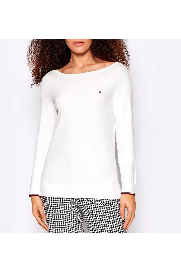 Tommy Hilfiger Women Boat Neck Jumper White