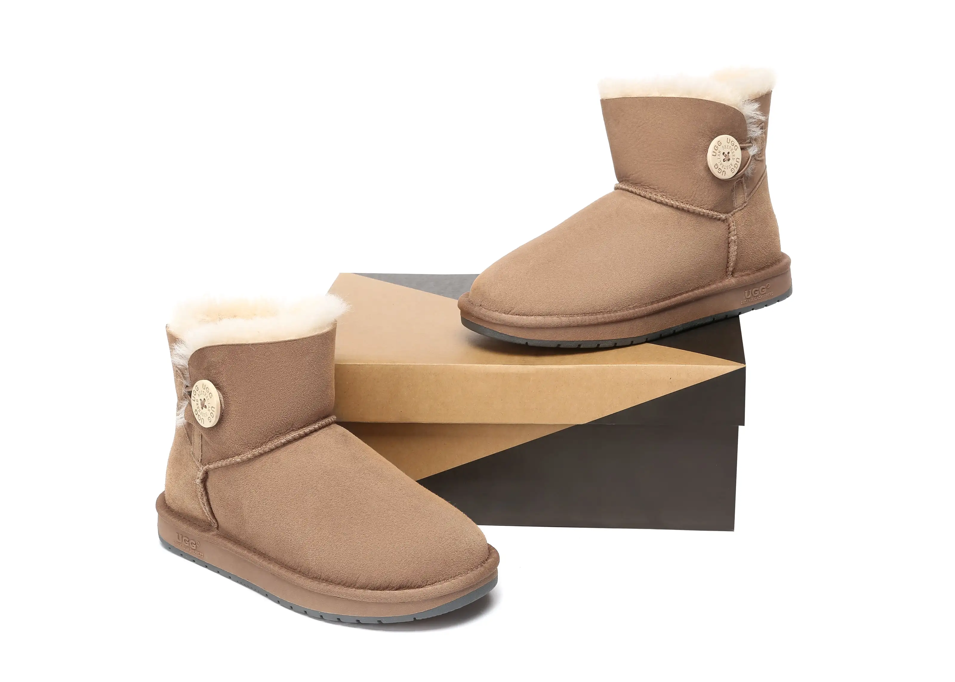 UGG Australian Shepherd Australia Premium Double Face Sheepskin Water Resistant Mini Button Boots