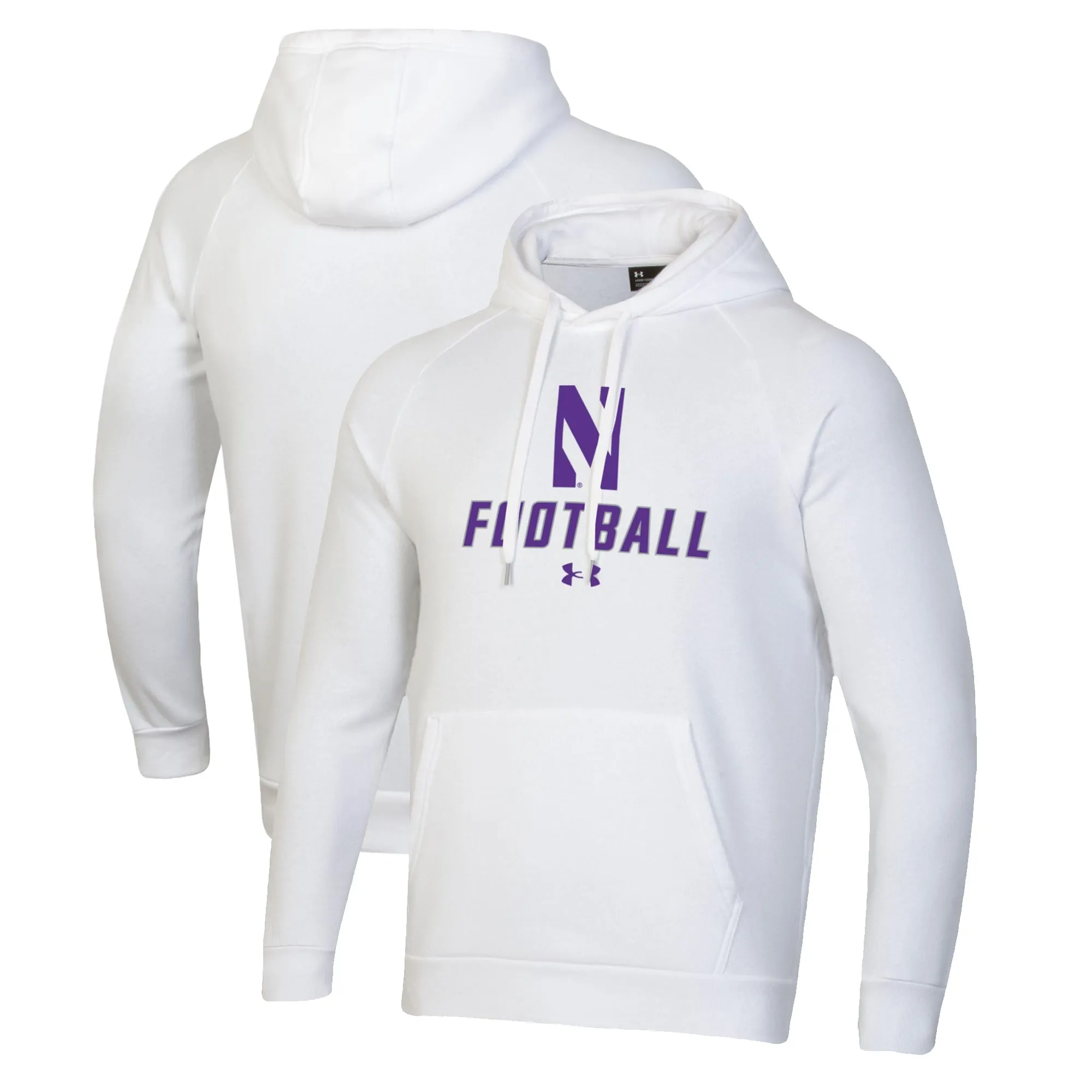 Under Armour Northwestern Wildcats White Football Rival Fleece Pullover Hoodie