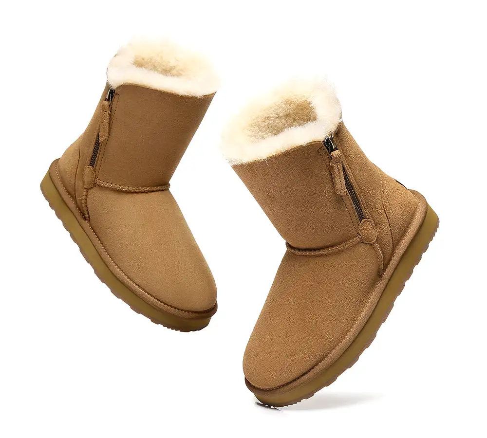 Urban UGG Sheepskin Zipper Short Women Boots Zipporah