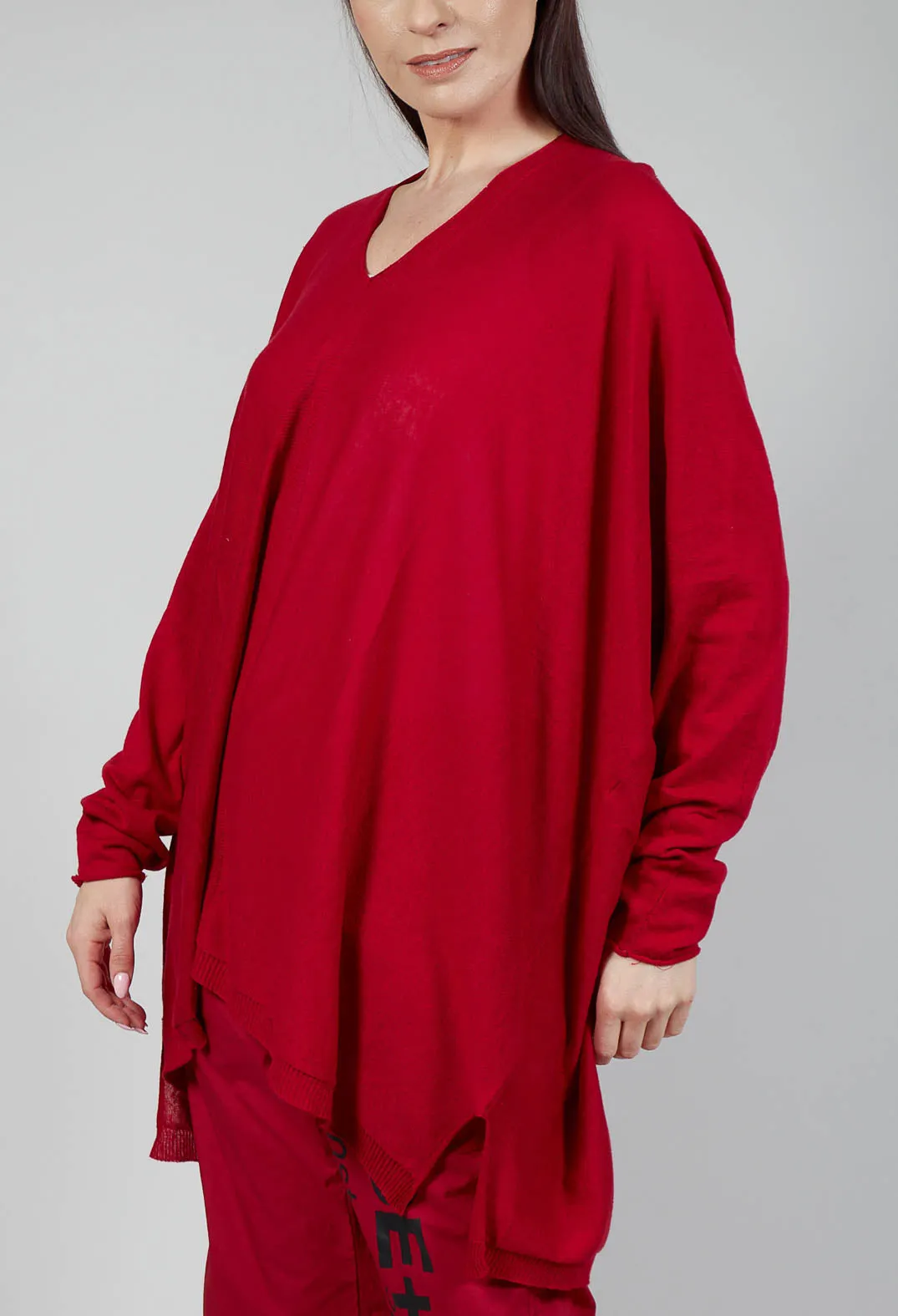 V Neck Jumper Dress in Chili