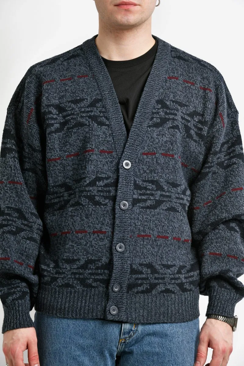 Vintage cardigan sweater mens grey