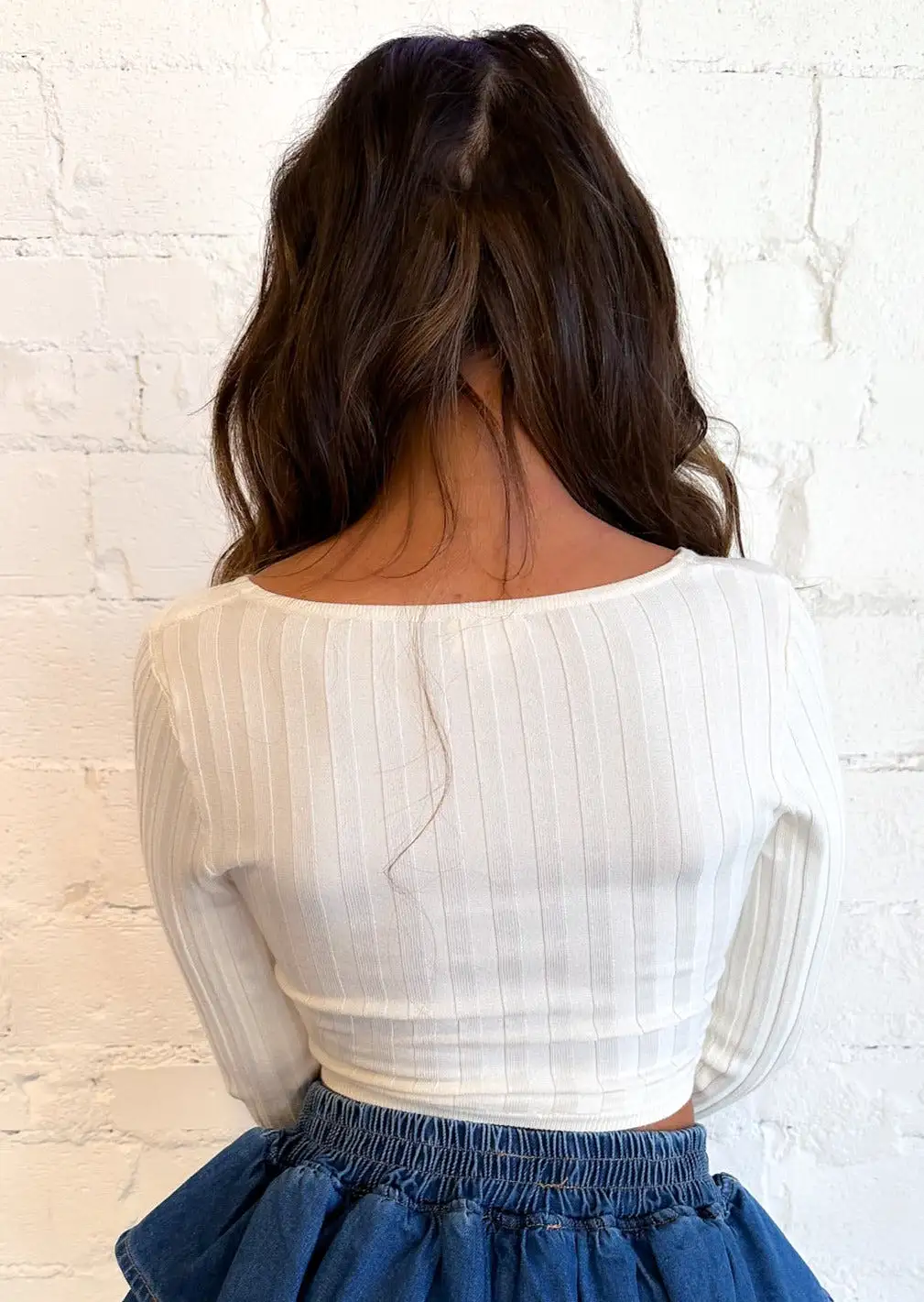 Warm Vanilla Ribbed Sweater Top