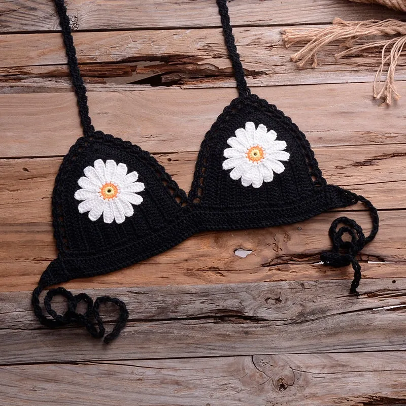 Women's Cotton Single-Layer Handmade Crochet Two-Piece Swimwear