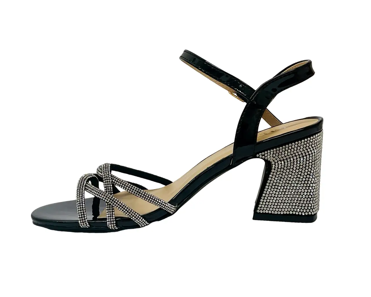 Women's Crossover Diamante Strappy Ankle Strap Shoes