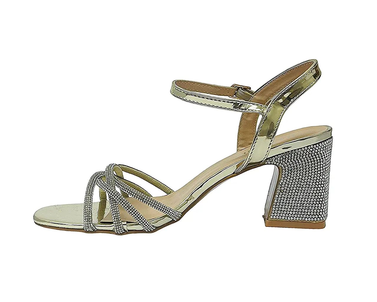 Women's Crossover Diamante Strappy Ankle Strap Shoes