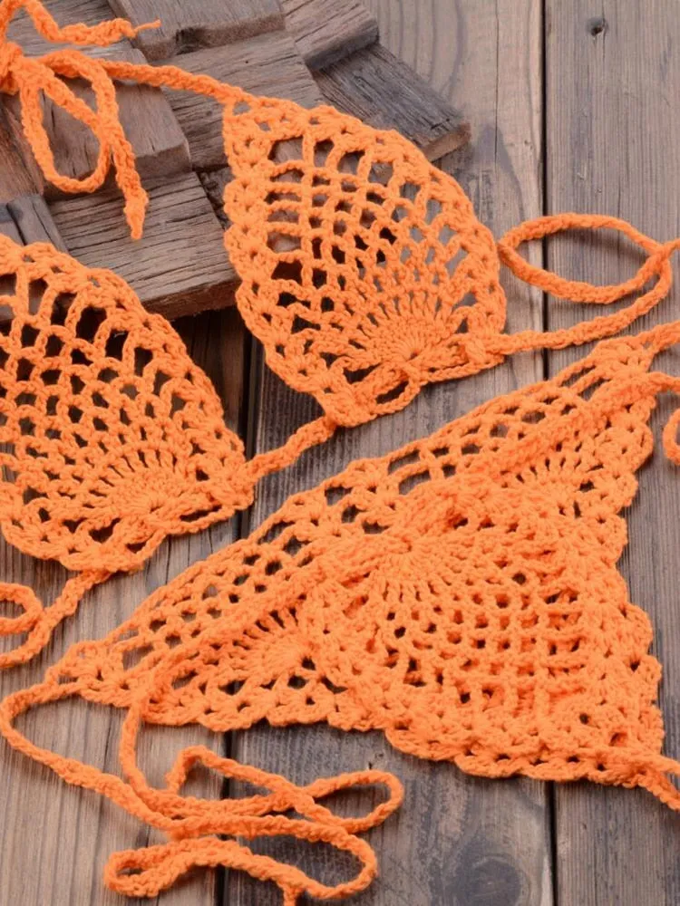 Women's Handmade Crochet Micro Bikini Set Lingerie Sexy Swimwear