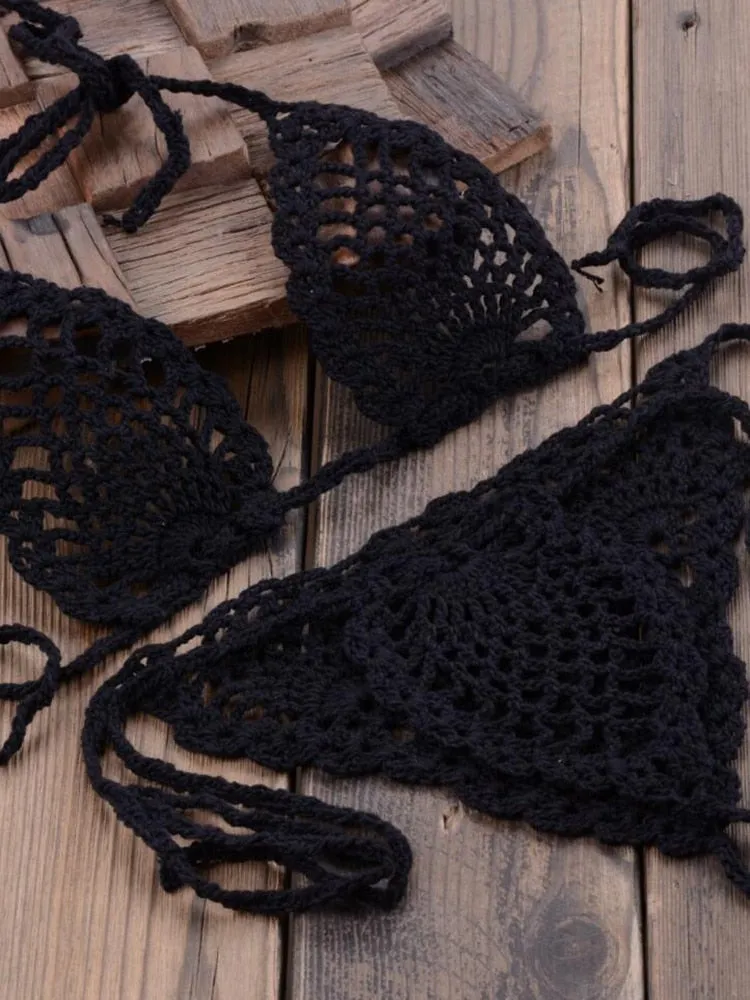 Women's Handmade Crochet Micro Bikini Set Lingerie Sexy Swimwear