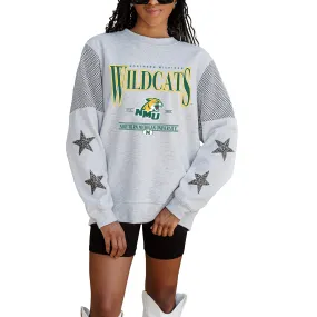 Women's Gameday Couture Ash Northern Michigan Wildcats Shining Spirit Fleece Pullover Sweatshirt