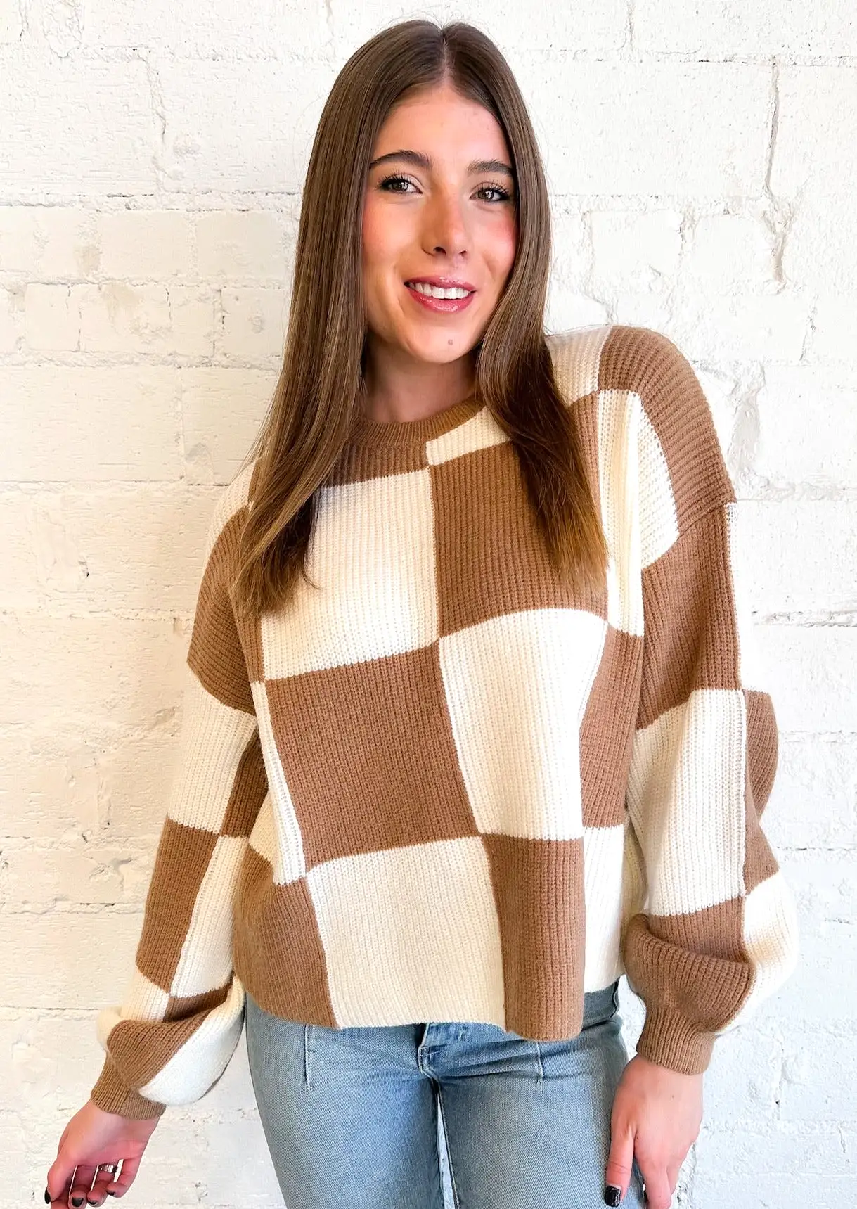 Wood Checker Sweater