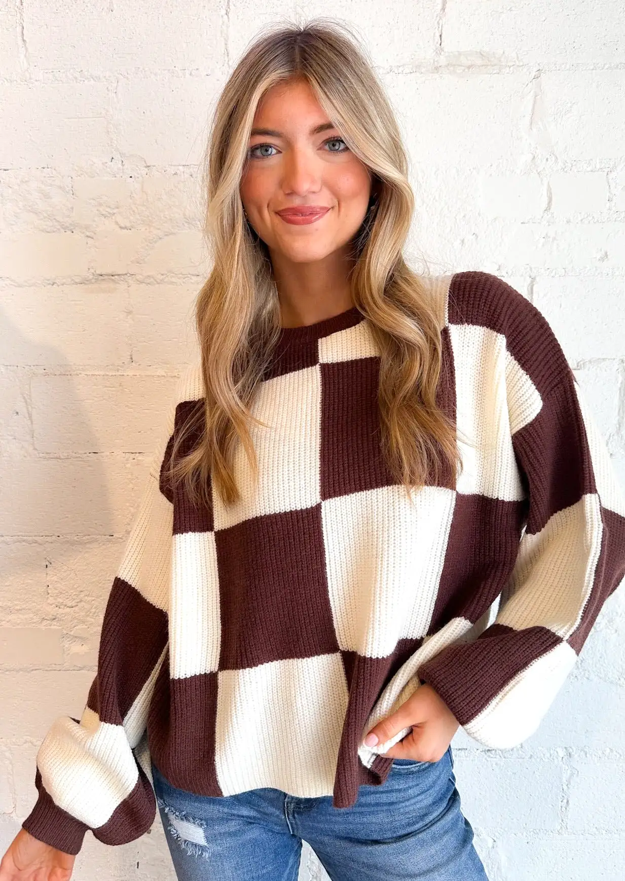 Wood Checker Sweater