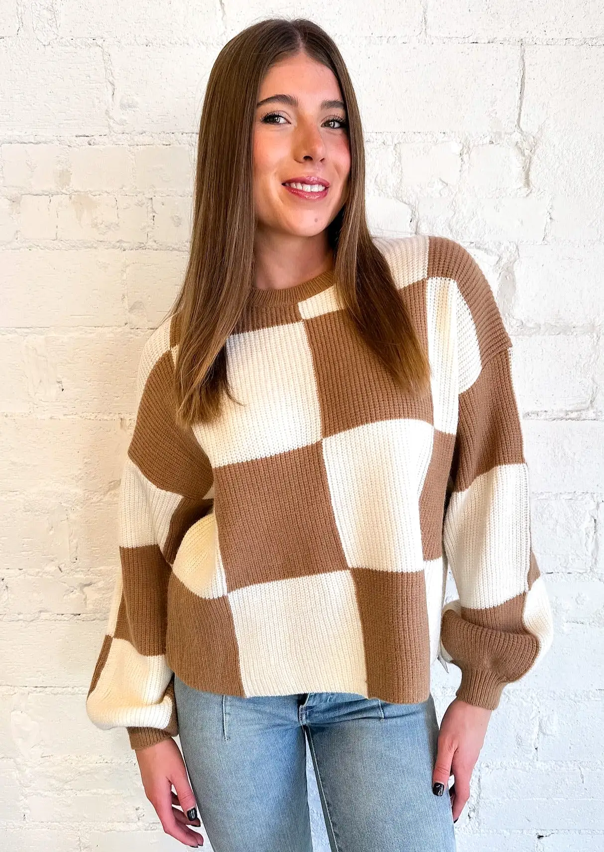 Wood Checker Sweater