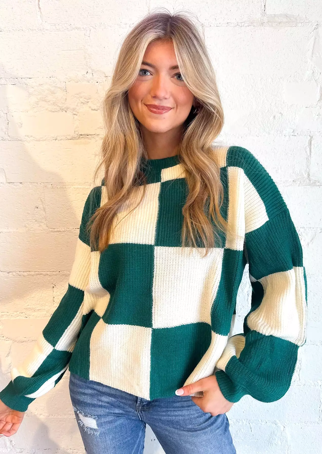 Wood Checker Sweater