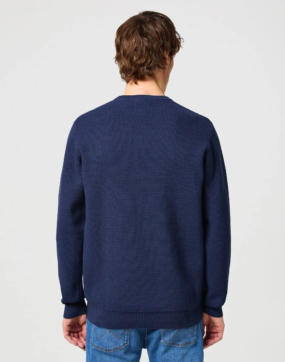 Wrangler Crew Neck Cotton Knit Jumper Black Iris