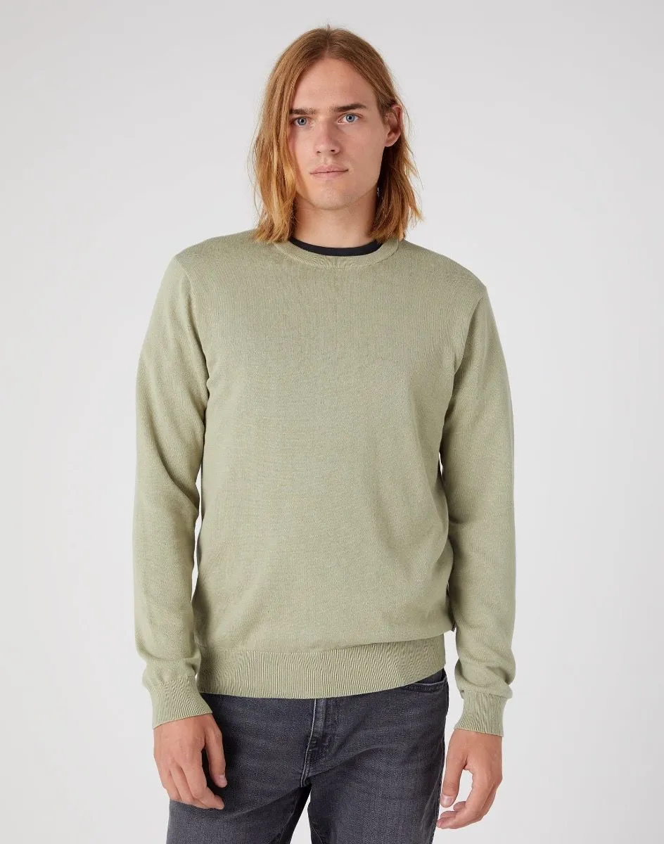 Wrangler Crew Neck Knit Jumper Tea Leaf