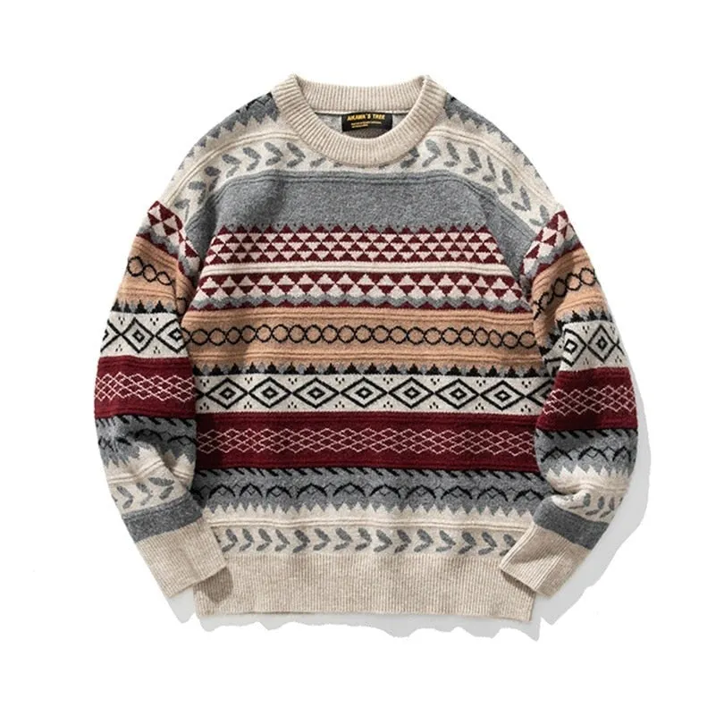 Xituodai Knitted Striped Vintage Sweater Men Clothes Pullover Men Sweater Casual Men's Sweater Knit M-2XL New Arrivals