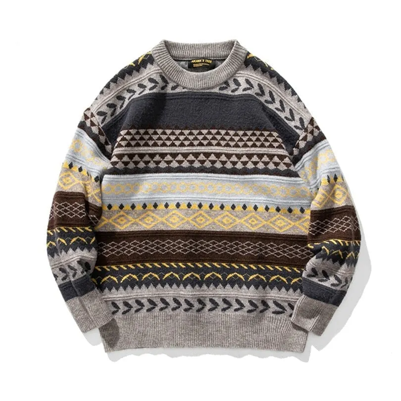 Xituodai Knitted Striped Vintage Sweater Men Clothes Pullover Men Sweater Casual Men's Sweater Knit M-2XL New Arrivals