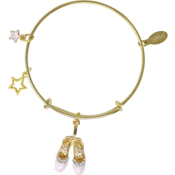 Zomi Gems Ballet Pointe Shoes & Star Gold Bangle Bracelet